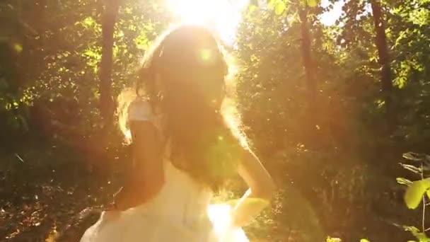 Woman in vintage bride dress — Stock Video