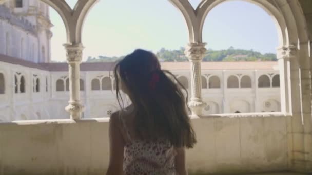 Beautiful Woman observing famous sightseeings — Stock Video