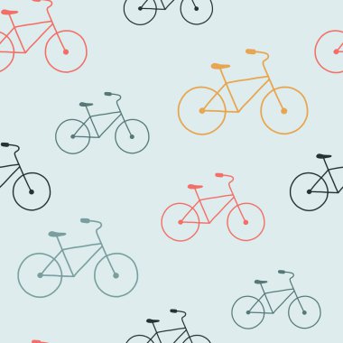 Renkli bisikletin dikişsiz deseni. Dünya Bisiklet Günü temalı vektör illüstrasyonu, 3 Haziran.