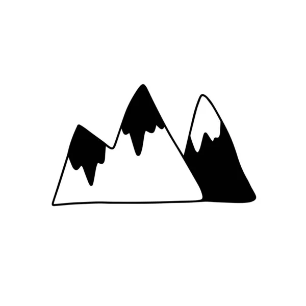 Esquema Icono Montaña Garabato Ilustración Blanco Negro Vector Ilustración Stock — Archivo Imágenes Vectoriales