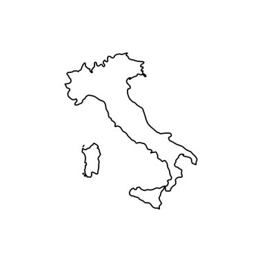 Beyaz arka planda İtalya 'nın ana hatları. AB ülkesi ve Avrupa Devleti.