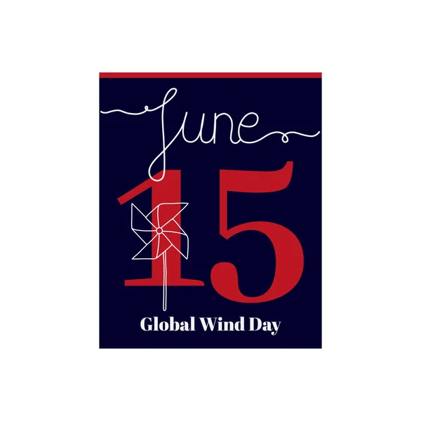 Takvim Çizelgesi Haziran Daki Küresel Rüzgar Günü Temalı Vektör Illüstrasyonu — Stok Vektör