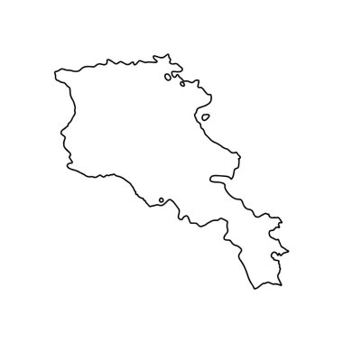 Ermenistan 'ın beyaz arka planının ana hatları. Konturlu vektör haritası.
