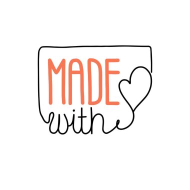 Sevgiyle Yapılan Metin Etiketi. Pembe gölgeler, vektör çizimi.