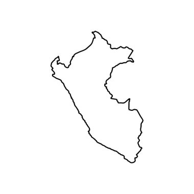 Peru beyaz arka planının ana hatları. Konturlu vektör haritası.