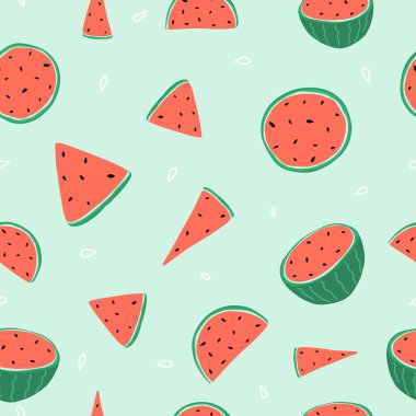 3 Ağustos 'taki Ulusal Karpuz Günü temasında kusursuz desen. Karpuz dilimleriyle süslenmiş..