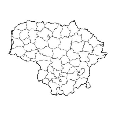 Litvanya 'nın beyaz arka planının ana hatları. Konturlu vektör haritası.