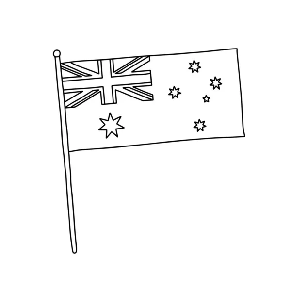 Australien Flaggenvektor Umrissillustration Vector Schwarz Weiße Australien Flagge — Stockvektor