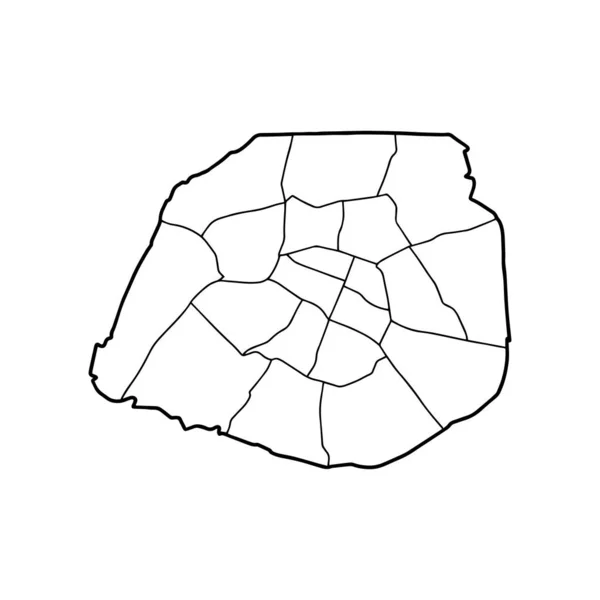 Mapa Del Contorno París Fondo Blanco Mapa Vectorial Con Contorno — Archivo Imágenes Vectoriales