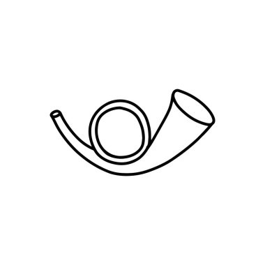 Post symbol. Postal horn vector icon isolated on white background. Doodle style.