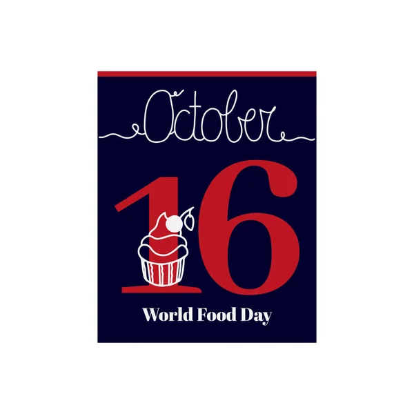 Calendar Sheet Vector Illustration Theme World Food Day October Decorated — Stok Vektör