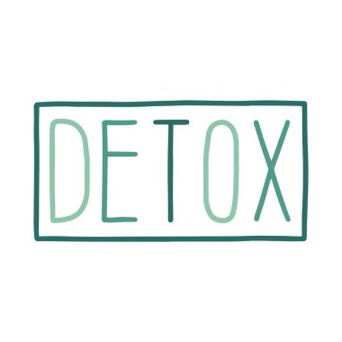 Detoks vektör harfleri. Sağlıklı yiyecek ve içecek ürünleri için detoks amblemi tasarımı. Restoran, kafe, menü, baskı, mühür, amblem, etiket için şablon.