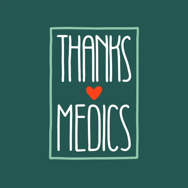 Lettering Grazie Medics Biglietto Auguri Con Cuore — Vettoriale Stock