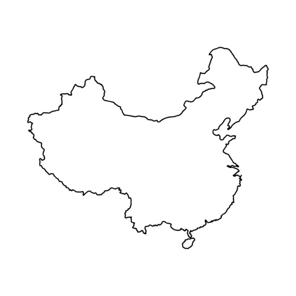 Mapa Contorno China Fundo Branco Mapa Vetorial Com Contorno — Vetor de Stock