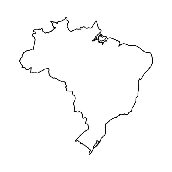 Plattegrond Van Brazilië Witte Achtergrond Vectorkaart Met Contour — Stockvector