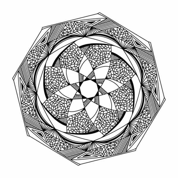 Abstraktní Mandala Černobílý Vzor Pro Dospělé Omalovánky Klasické Dekorativní Prvky — Stockový vektor
