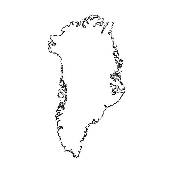 グリーンランドの白い背景の概要地図 等高線図 — ストックベクタ
