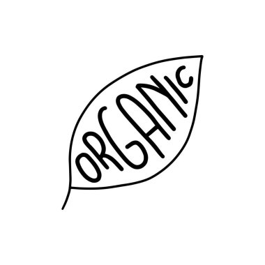 Organik ikon. Üzerinde ORGANIC yazan özet yaprak.