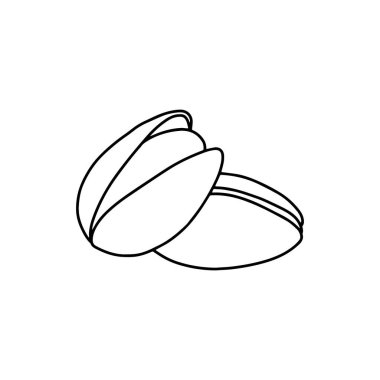 Pistachio ikonu, karalama, siyah beyaz çizim. Vektör Stoğu illüstrasyonu.