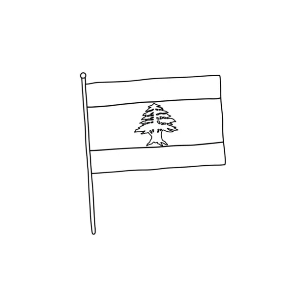 Bandera Libanesa Vector Esquema Ilustración Vector Blanco Negro Bandera Libanesa — Archivo Imágenes Vectoriales