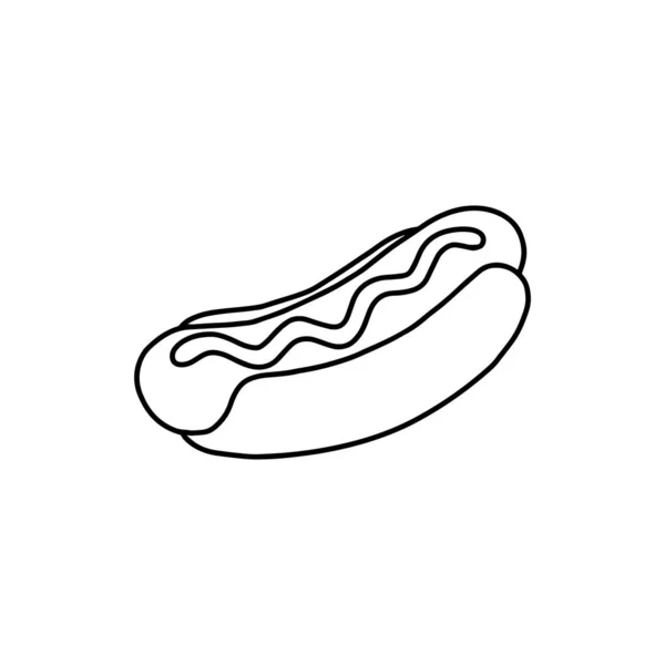 Outline Hot Dog Icon Doodle Black White Illustration Vector Stock — Stock Vector