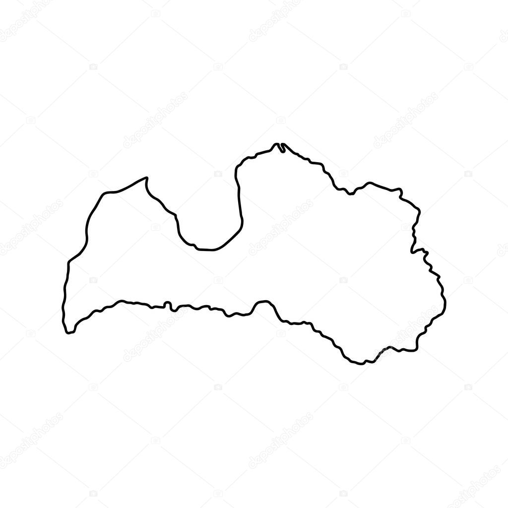Outline map of Latvia white background. Vector map with contour.