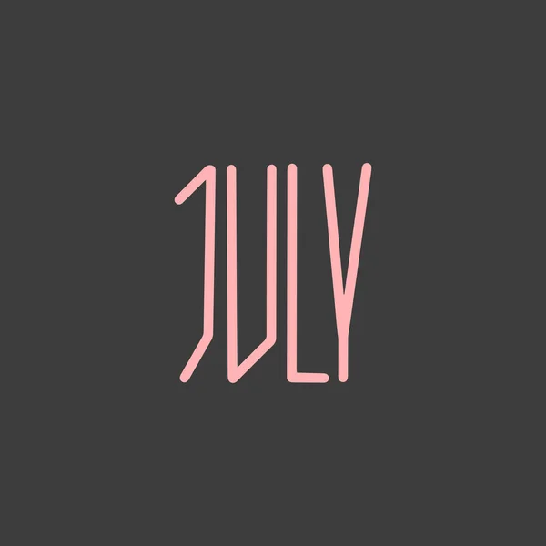 Frase Letras Desenhada Mão Julho Mês Julho Para Calendário Letras —  Vetores de Stock