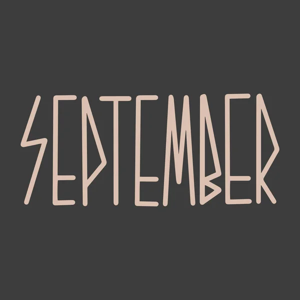 Frasi Scritte Mano Settembre Mese Settembre Calendario Inchiostro Pennello Lettering — Vettoriale Stock