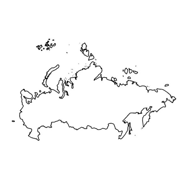 Rusya Nın Beyaz Arka Planının Ana Hatları Konturlu Vektör Haritası — Stok Vektör