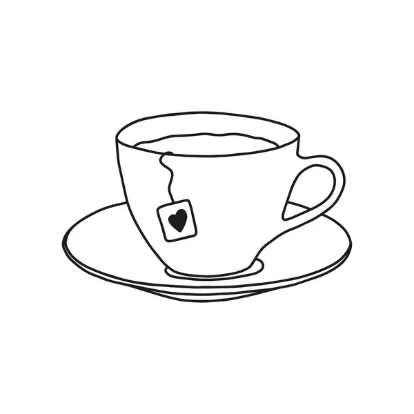 Une Tasse Thé Icône Dessin Trait Isolé Sur Fond Blanc — Image vectorielle