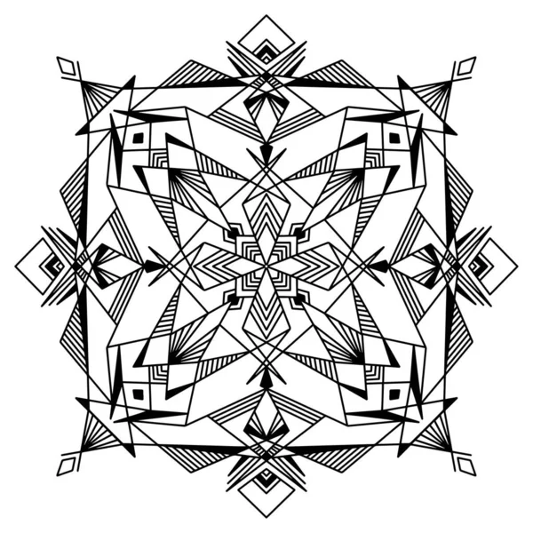 Abstrakt Mandala Svart Och Vitt Mönster För Vuxna Teckningar För — Stock vektor