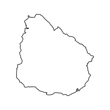 Uruguay beyaz arka planının ana hatları. Konturlu vektör haritası.