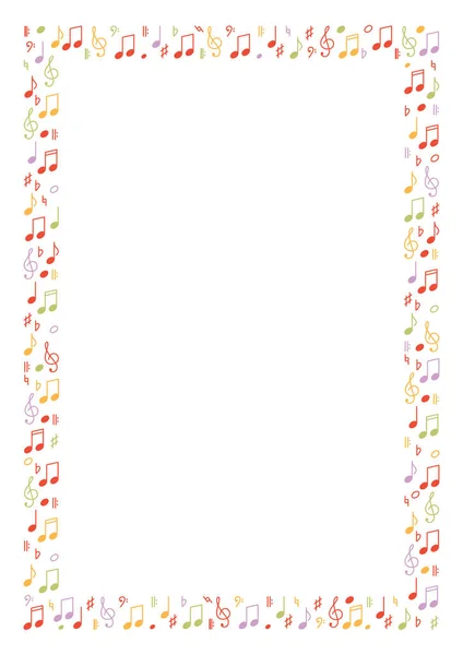 Cornice Decorativa Colorata Con Note Musicali Perfetto Come Cornice Fotografica — Vettoriale Stock