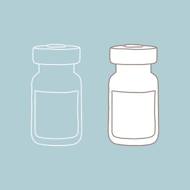 Taslak aşı şişeleri. Tıbbi, gerçekçi, vektör çizimi.