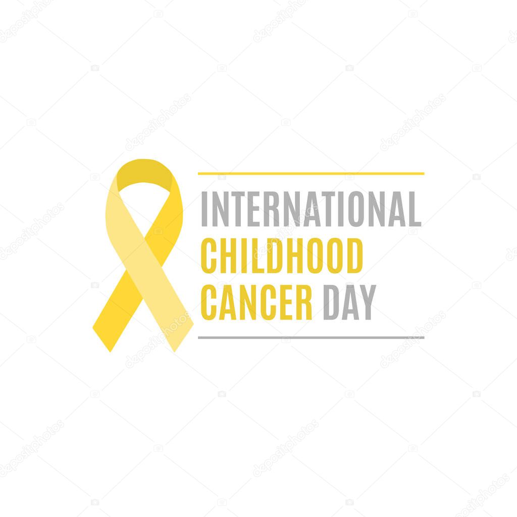 Vector illustration on the theme of International Childhood Cancer Day on February 15. Decorated with a yellow Ribbon  - Cancer Awareness symbol.
