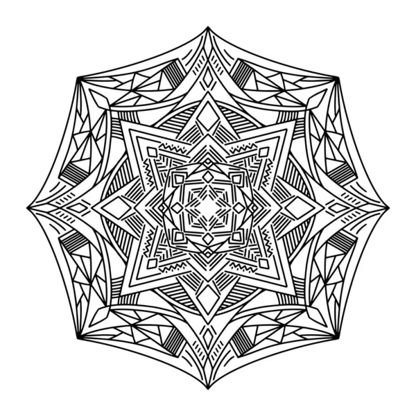 Mandala Abstrait Modèle Noir Blanc Pour Livre Coloriage Adulte Éléments — Image vectorielle