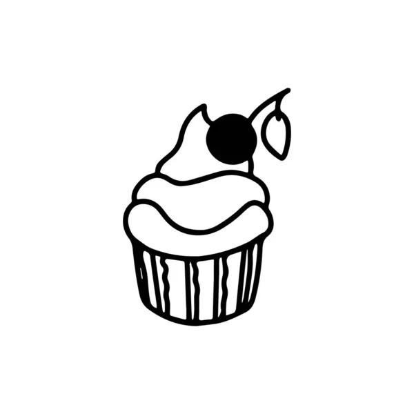 Cupcake Icoon Tekenen Geïsoleerd Witte Achtergrond — Stockvector