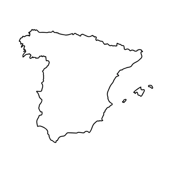 スペインの白い背景の概要地図 等高線図 — ストックベクタ
