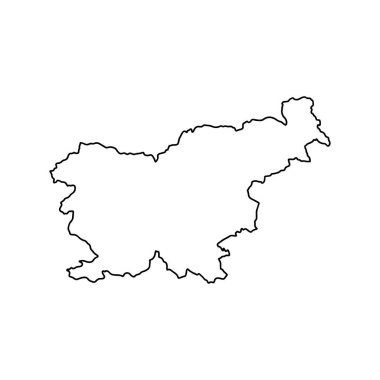 Slovenya 'nın beyaz arka planının ana hatları. Konturlu vektör haritası.
