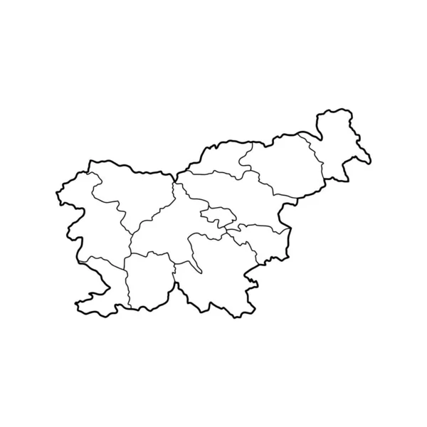 スロベニアの白い背景の概要地図 等高線図 — ストックベクタ