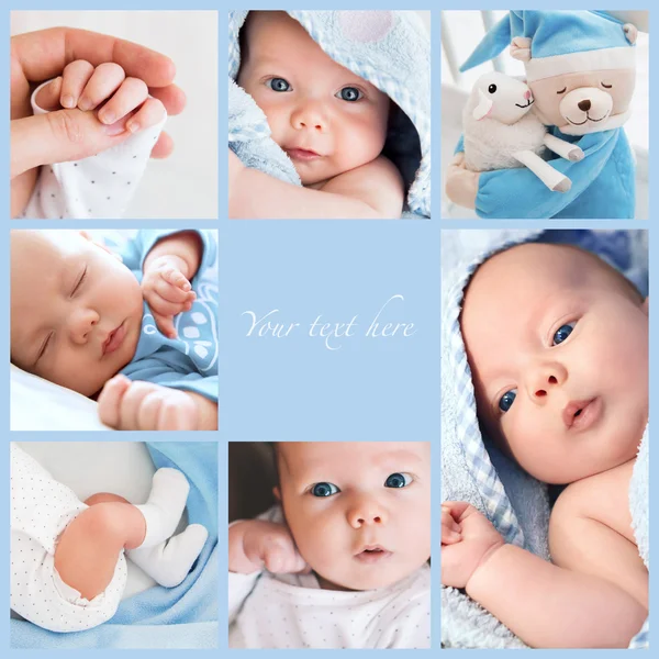 Collage fotos del bebé recién nacido — Foto de Stock