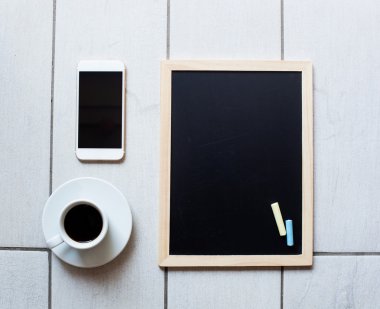 Chalkboard veya Blackboard metin için hazır. Eğitim veya çalışma konsepti. 