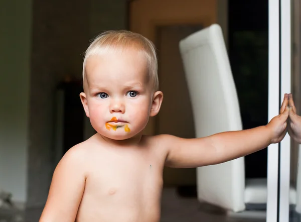 Portrait of Cute Adorable Child Toddler Painted with Colorful Paints — Stock Photo, Image