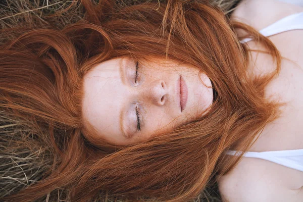Beauty Young Woman with Red Hair. Close-up — Stock Photo, Image