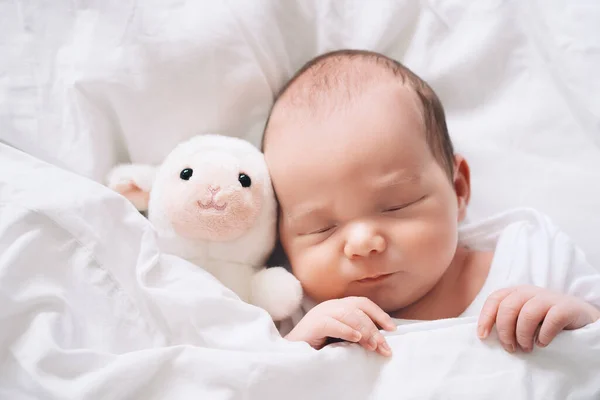 Bebé Recién Nacido Duerme Los Primeros Días Vida Retrato Del — Foto de Stock