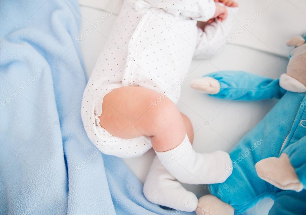 Close-up legs of a newborn baby