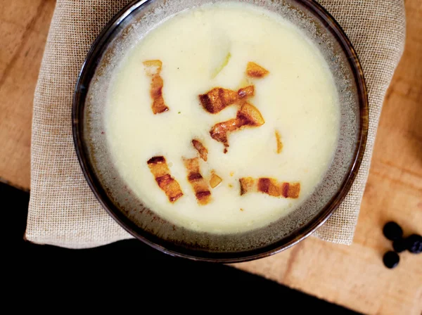 Zupa Grzybowa Pancetta Domowe Jedzenie — Zdjęcie stockowe