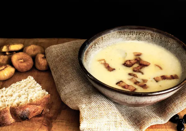 Sopa Champiñones Pancetta Alimentos Caseros — Foto de Stock