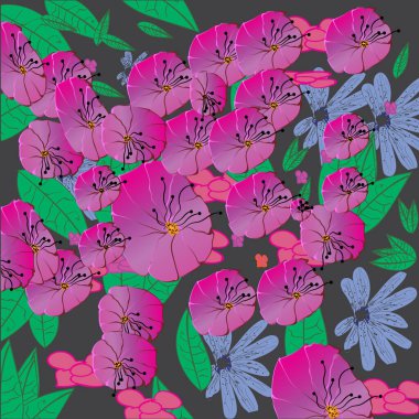 Kumaş için çiçek tasarımı. Vektör illüstrasyonu