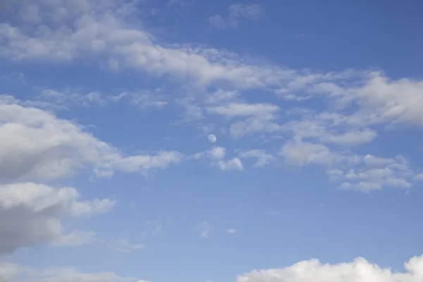 雲と青い空の月 青空を背景にした美しい雲 空の美しい雲のパターン — ストック写真